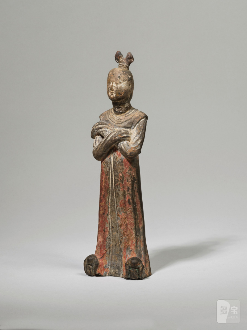 隋/唐早期 陶加彩仕女俑 | STATUETTE DE DAME DE COUR EN TERRE CUITE POLYCHROME - 图4